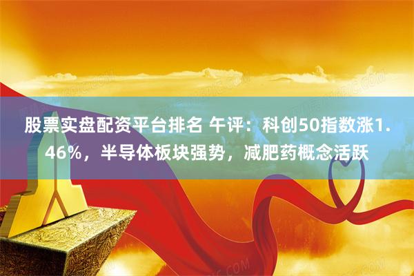 股票实盘配资平台排名 午评：科创50指数涨1.46%，半导体板块强势，减肥药概念活跃