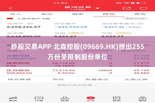 炒股交易APP 北森控股(09669.HK)授出255万份受限制股份单位