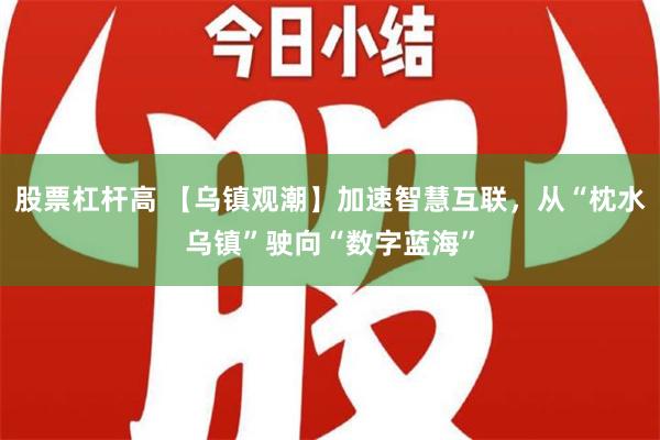 股票杠杆高 【乌镇观潮】加速智慧互联，从“枕水乌镇”驶向“数字蓝海”